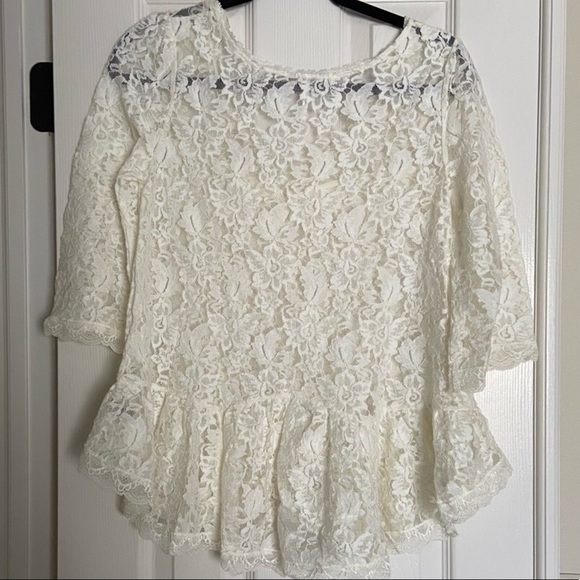 Free People Cream Lace Top - Picture 2 of 2